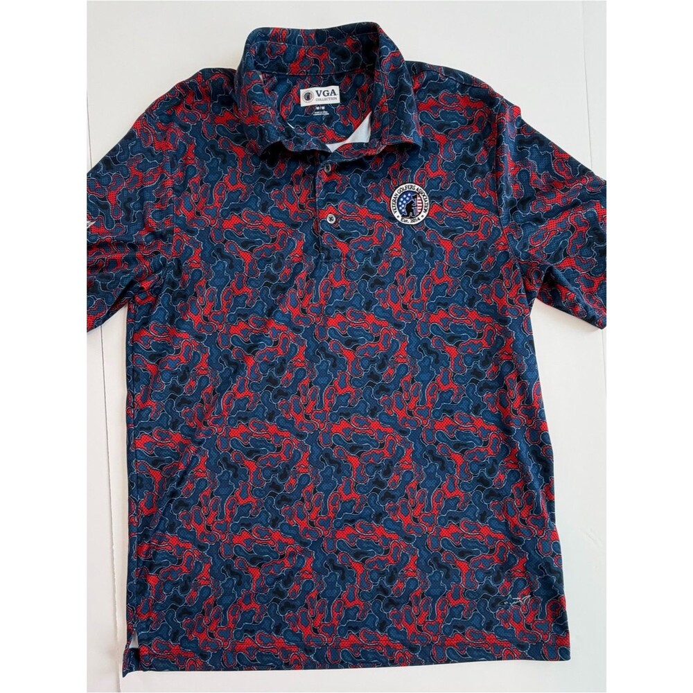 VGA Men’s Navy & Red Patterned Polo-Med